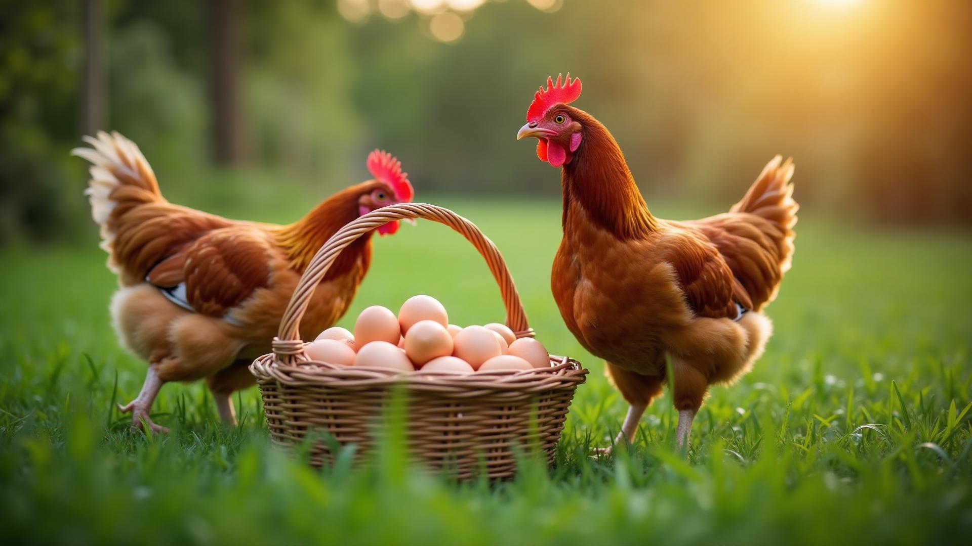 Poulets et œufs frais de la ferme